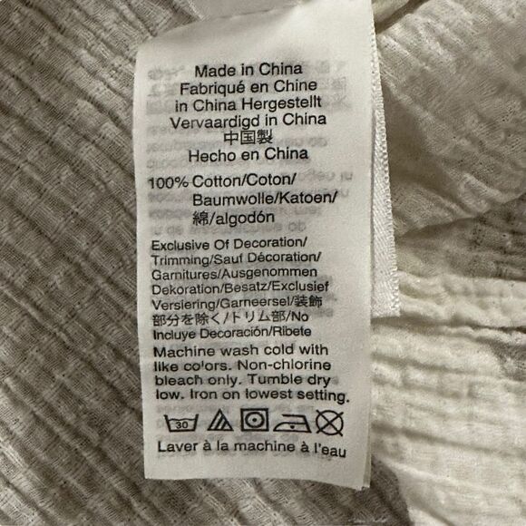 J. Crew ~ White sheer dress ~ tassel ties ~ smocking detail on sleeves ~ size L - Picture 8 of 13